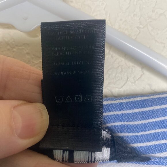 Ali Miles Tunic Top Womens 2X Blue Striped Button Front  3/4 Sleeves Lagenlook C - Picture 8 of 16